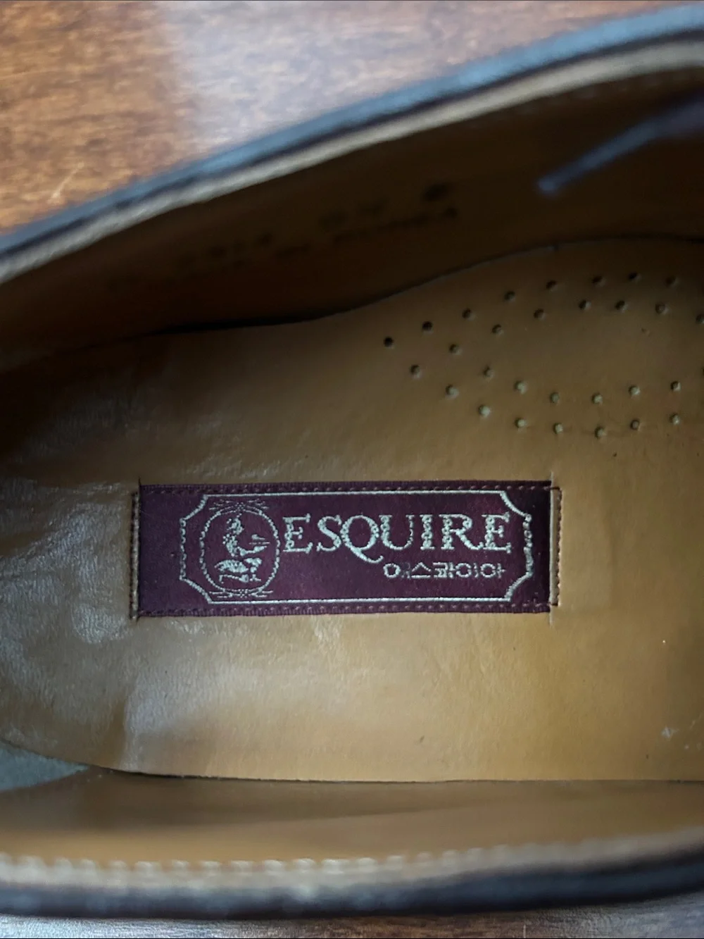 Men’s Esquire Korean Brand Brown Wingtip Oxford Dress Shoes, Size 9.5 E